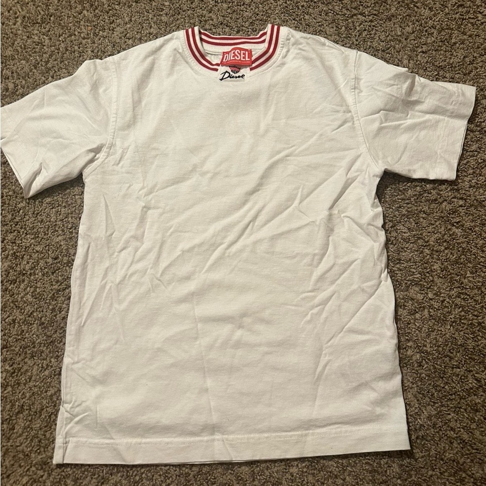 Diesel White T-Shirt with Red Accents
